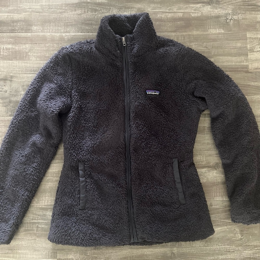 Patagonia Los Gatos Fleece Jacket Womens S Dark Gray Deep Pile Sherpa Outdoor